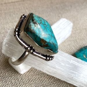 African turquoise sterling silver western style ring